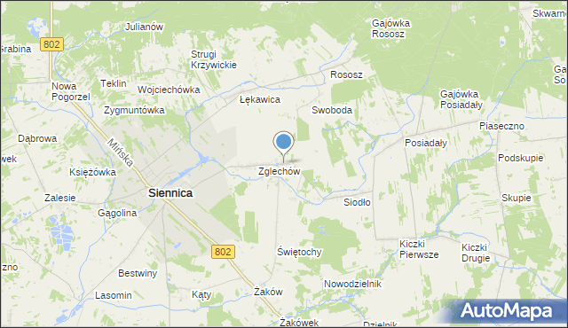 mapa Nowy Zglechów, Nowy Zglechów na mapie Targeo